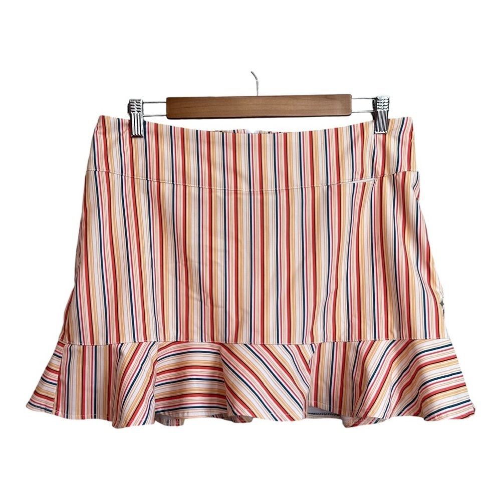 all By Jofit Striped Ruffle Hem‎ Golf Active Tennis Pickle Ball Skort Sz 8